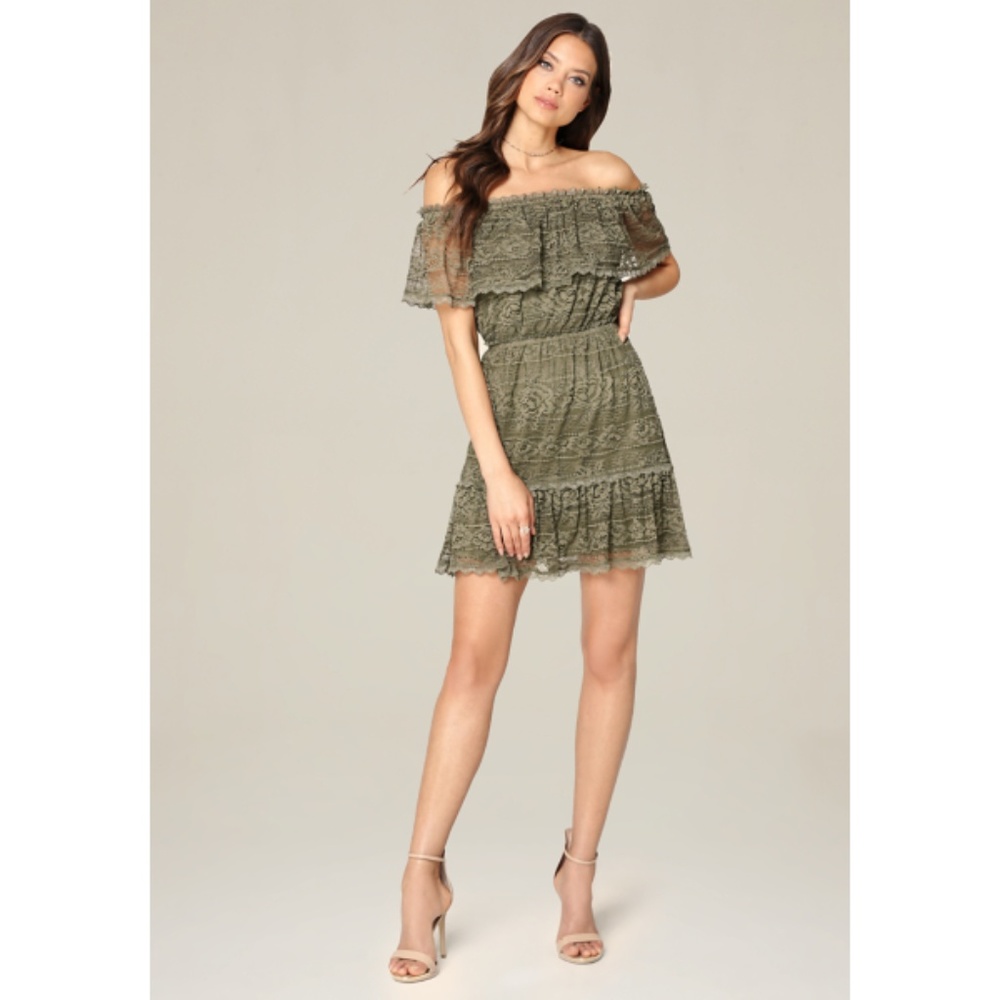 Bebe Faith Off-shoulder Lace Dress
